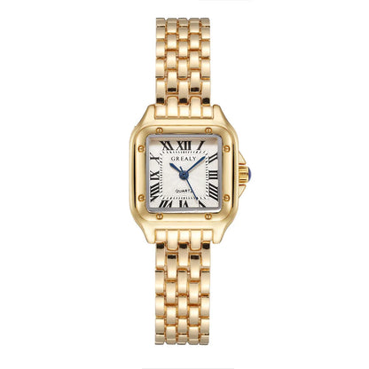 Women's Fashion Square Watch – Gold Alloy Strap Luxury Quartz Wristwatch