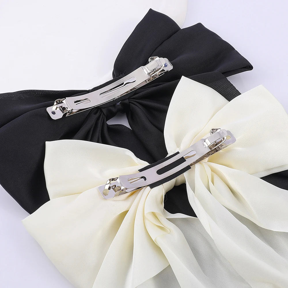 Elegant Bow Ribbon Hair Clip Set – Stylish Satin Hair Accessories