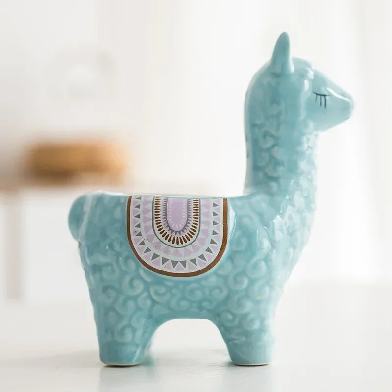 Cartoon Cute Alpaca Ceramic Succulent Flower Pot – Creative Decorative Gift