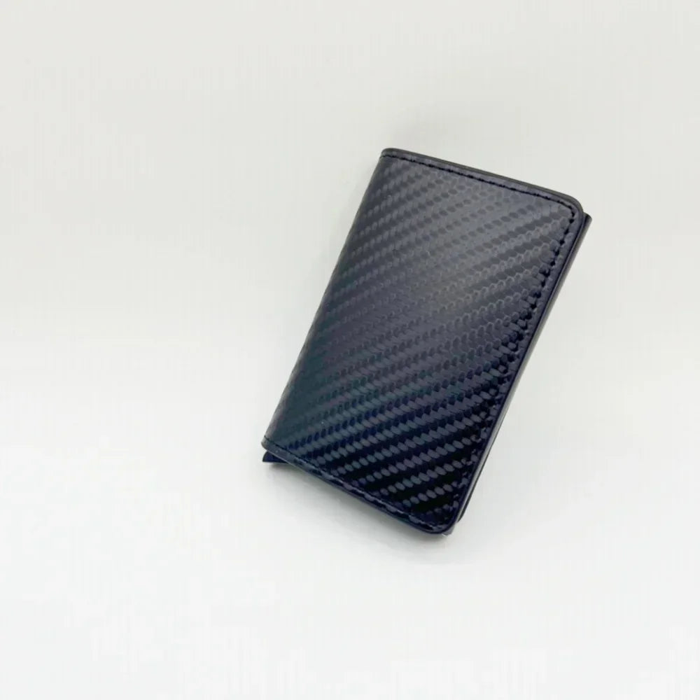 Men's & Women's Carbon Fiber PU Wallet - Anti-Theft Card Holder with Metal Box