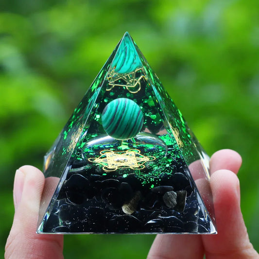 Energy Pyramid with Amethyst Ball – Orgonite Reiki Chakra Healing Crystal Craft