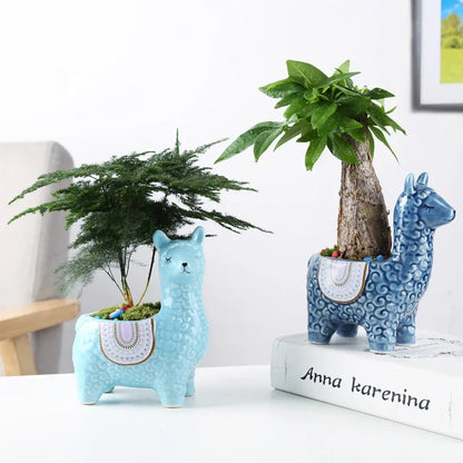Cartoon Cute Alpaca Ceramic Succulent Flower Pot – Creative Decorative Gift