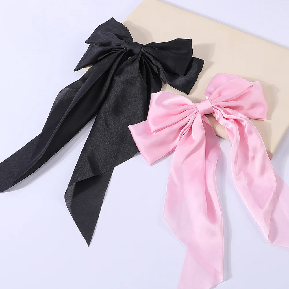 Elegant Bow Ribbon Hair Clip Set – Stylish Satin Hair Accessories