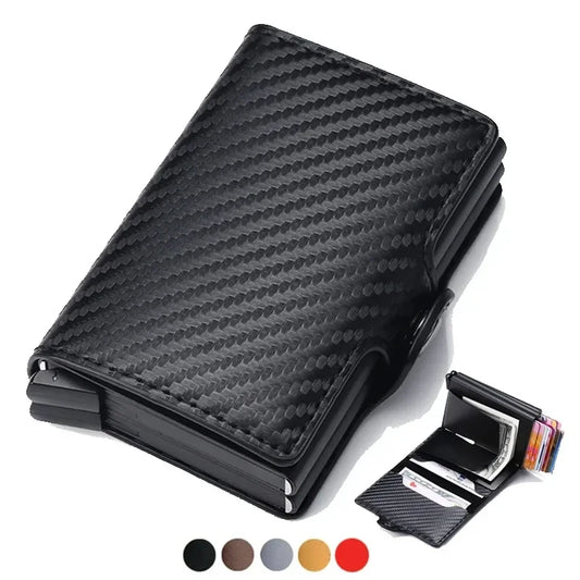 RFID-Blocking Smart Wallet for Men - Carbon Fiber Card Holder with ID & Credit Card Protection