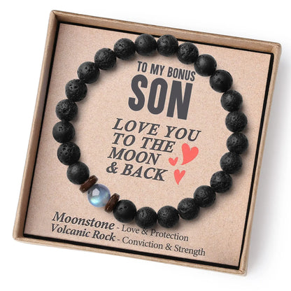 Volcanic Rock and Moonstone Beaded Bracelet – Unique Strength Bracelet for Men