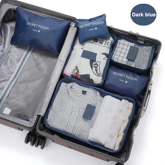 6Pcs Travel Clothes Storage Bags Set – Portable Luggage Organizer Pouch Packing Cube for Shoes and Clothes