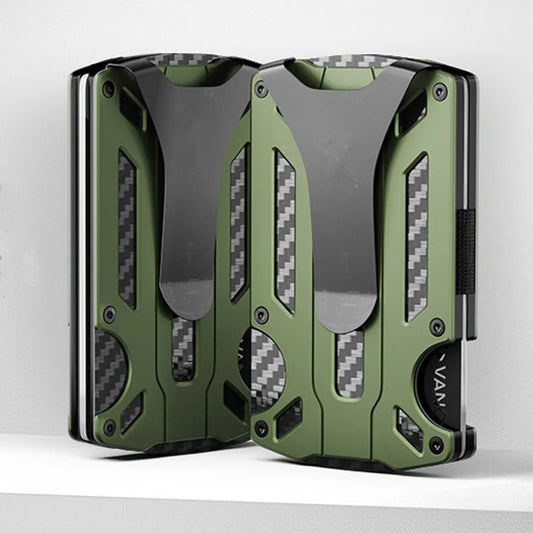 Minimalist RFID-Blocking Carbon Fiber Wallet with Money Clip