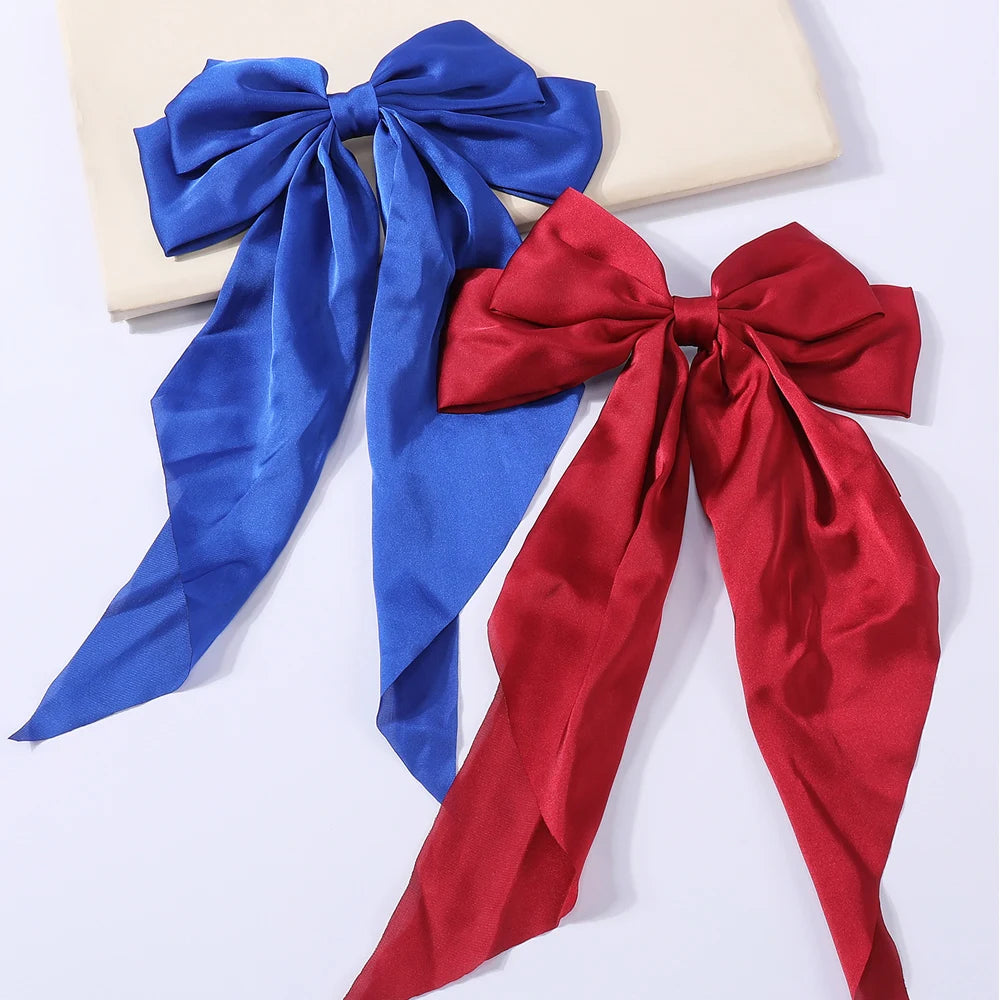 Elegant Bow Ribbon Hair Clip Set – Stylish Satin Hair Accessories